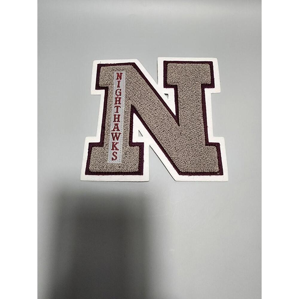 Varsity Patches, Chenille & Felt Letter 1-pc, N Patch, Sew or Iron on, Size 6"